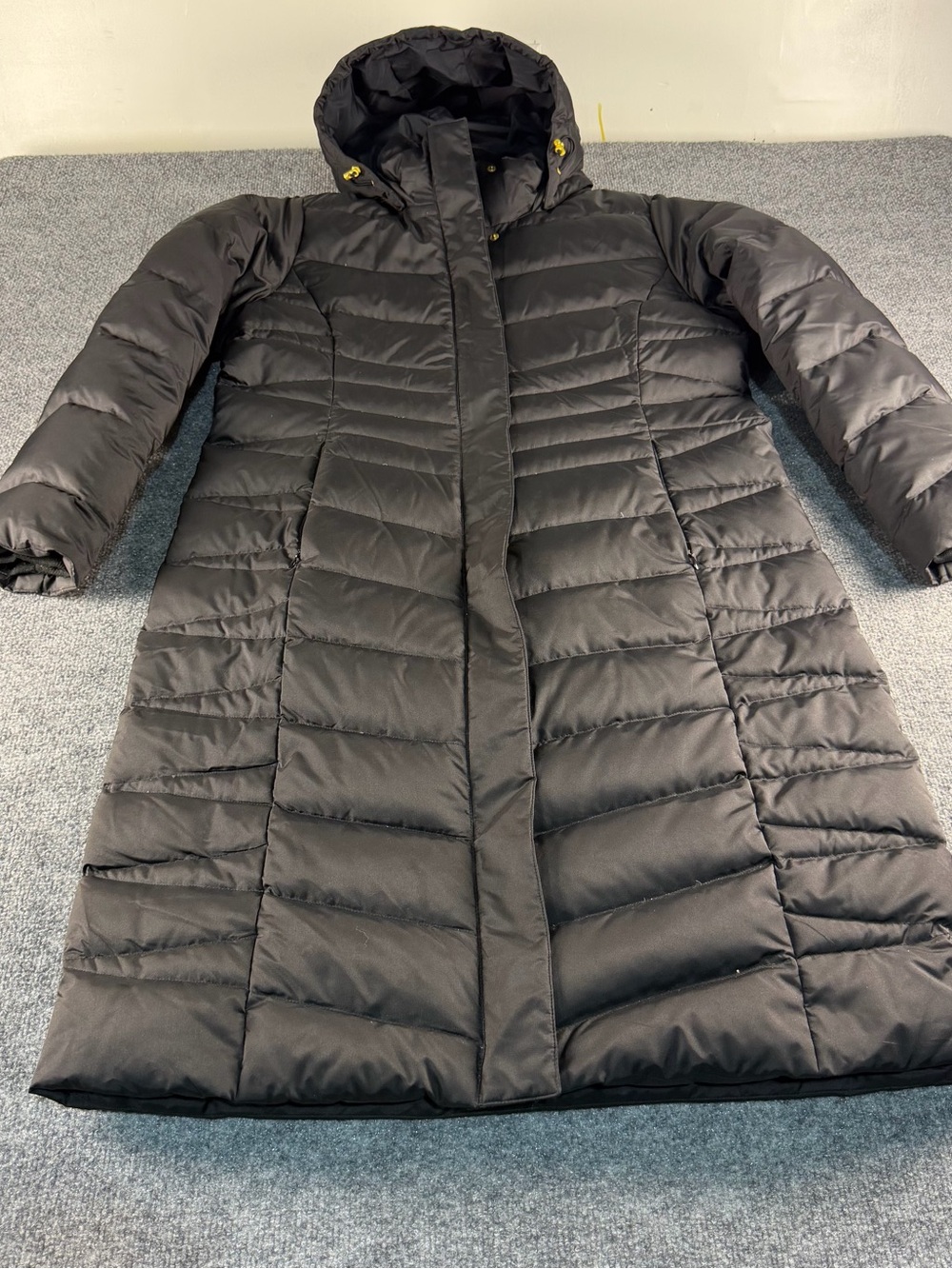 Lands' End Navy Label on Black Fabric